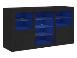 Aparador con luces LED negro 123x37x67 cm ES739400