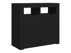 Aparador con luces LED negro 80x35x75 cm