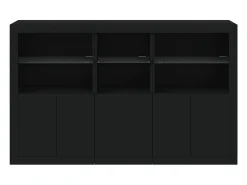 Aparador con luces LED negro 162x37x100 cm