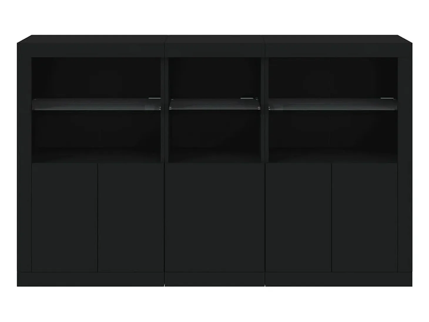 Aparador con luces LED negro 162x37x100 cm