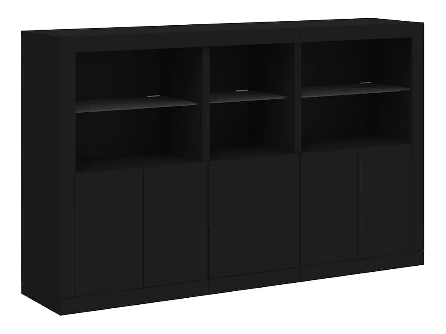 Aparador con luces LED negro 162x37x100 cm