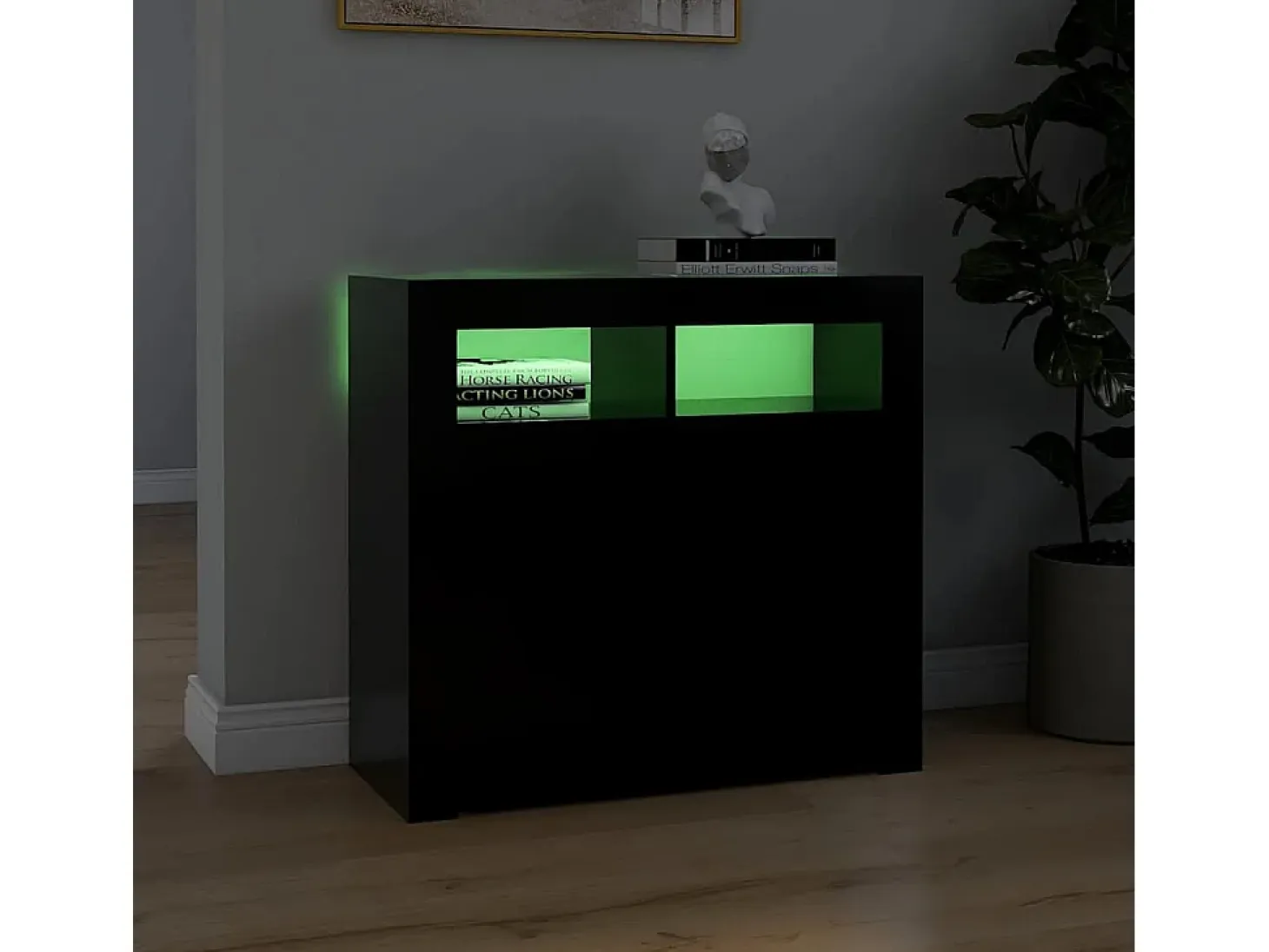 Aparador con luces LED negras 80x35x75 cm