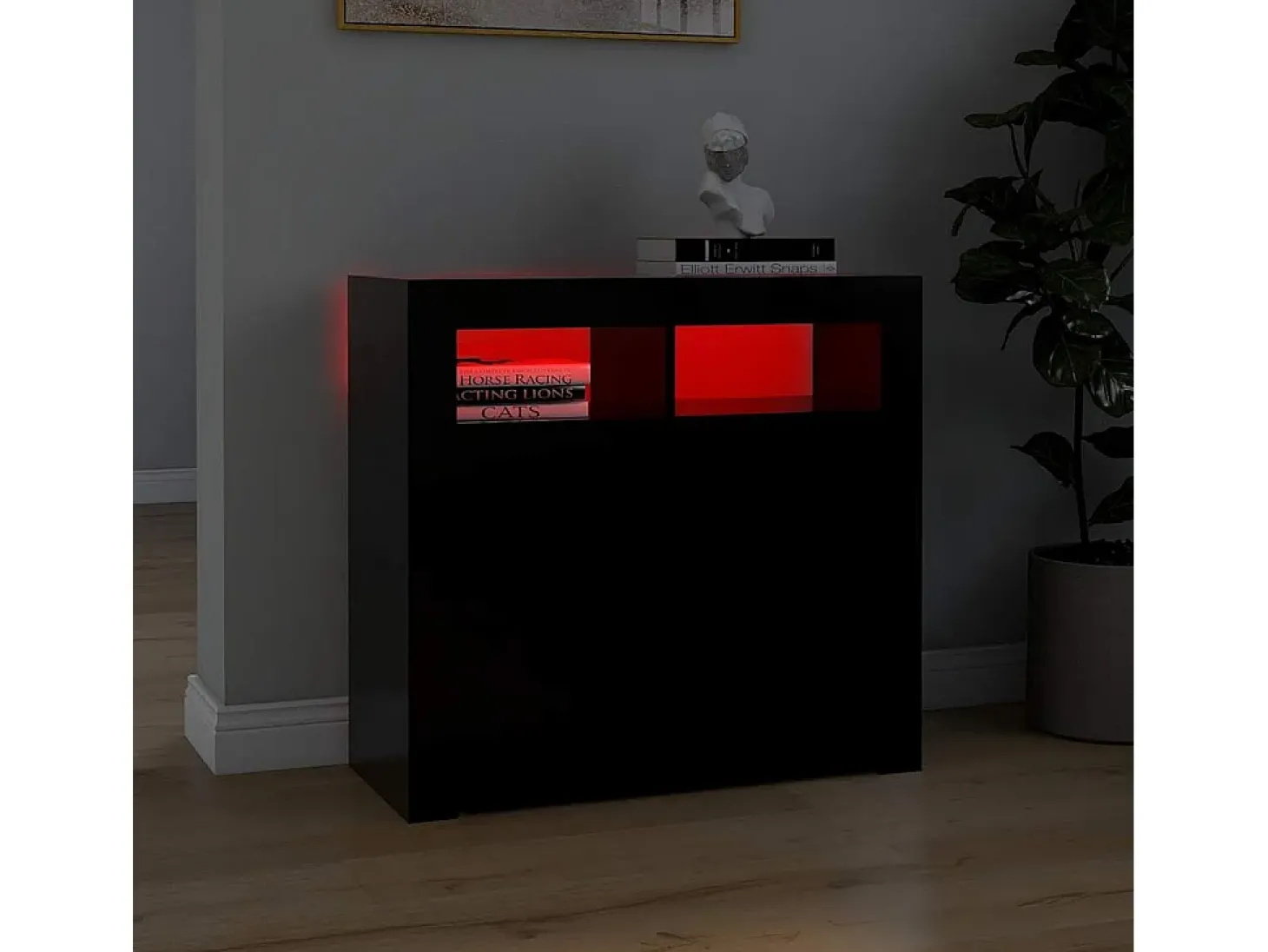 Aparador con luces LED negras 80x35x75 cm