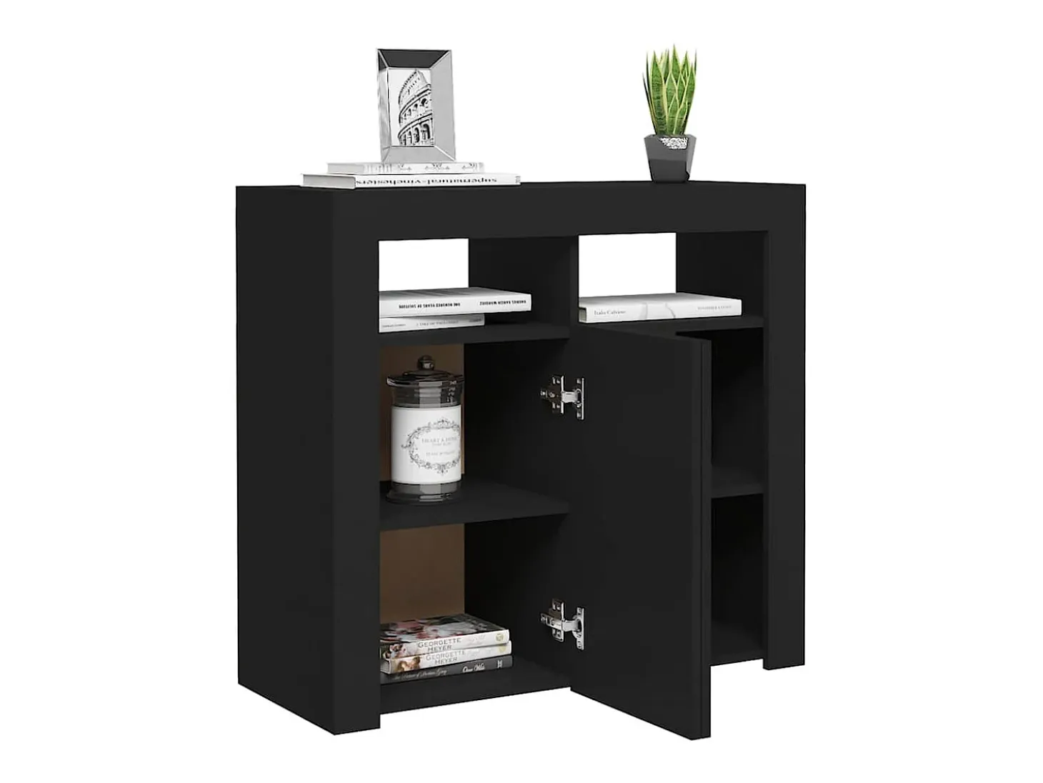 Aparador con luces LED negras 80x35x75 cm