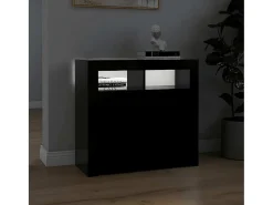 Aparador con luces LED negras 80x35x75 cm