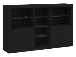 Aparador con luces LED negro 162x37x100 cm