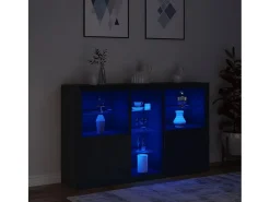 Aparador con luces LED negras 162x37x100 cm