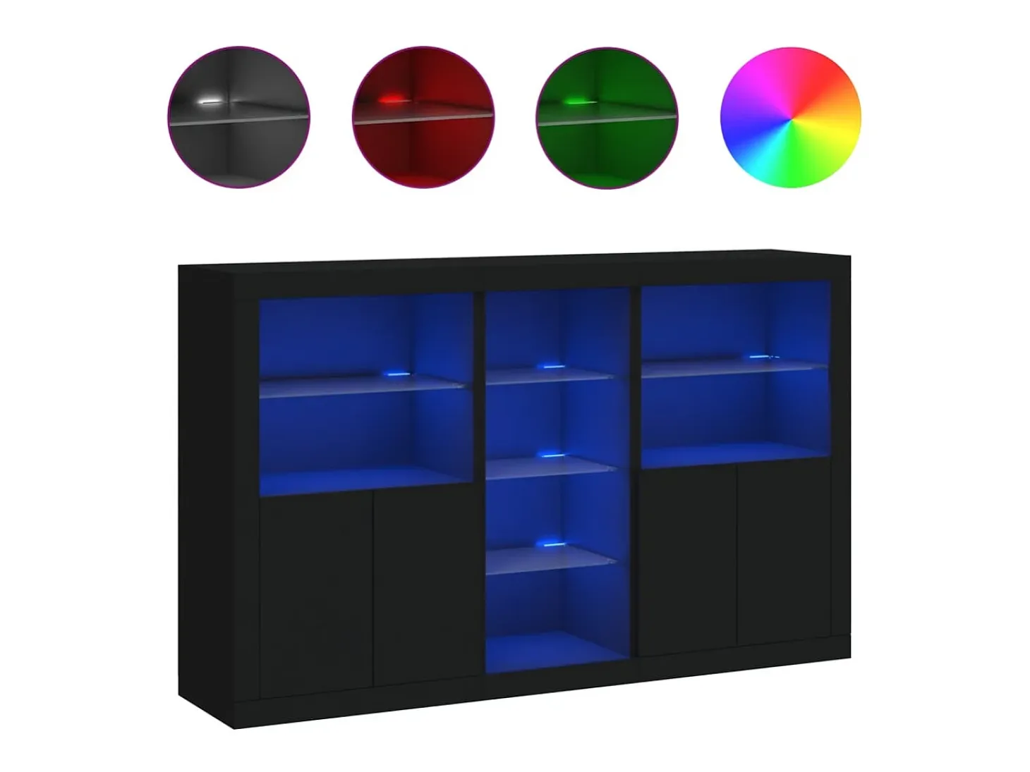 Aparador con luces LED negras 162x37x100 cm