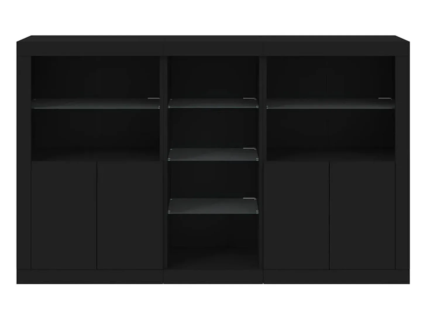 Aparador con luces LED negras 162x37x100 cm