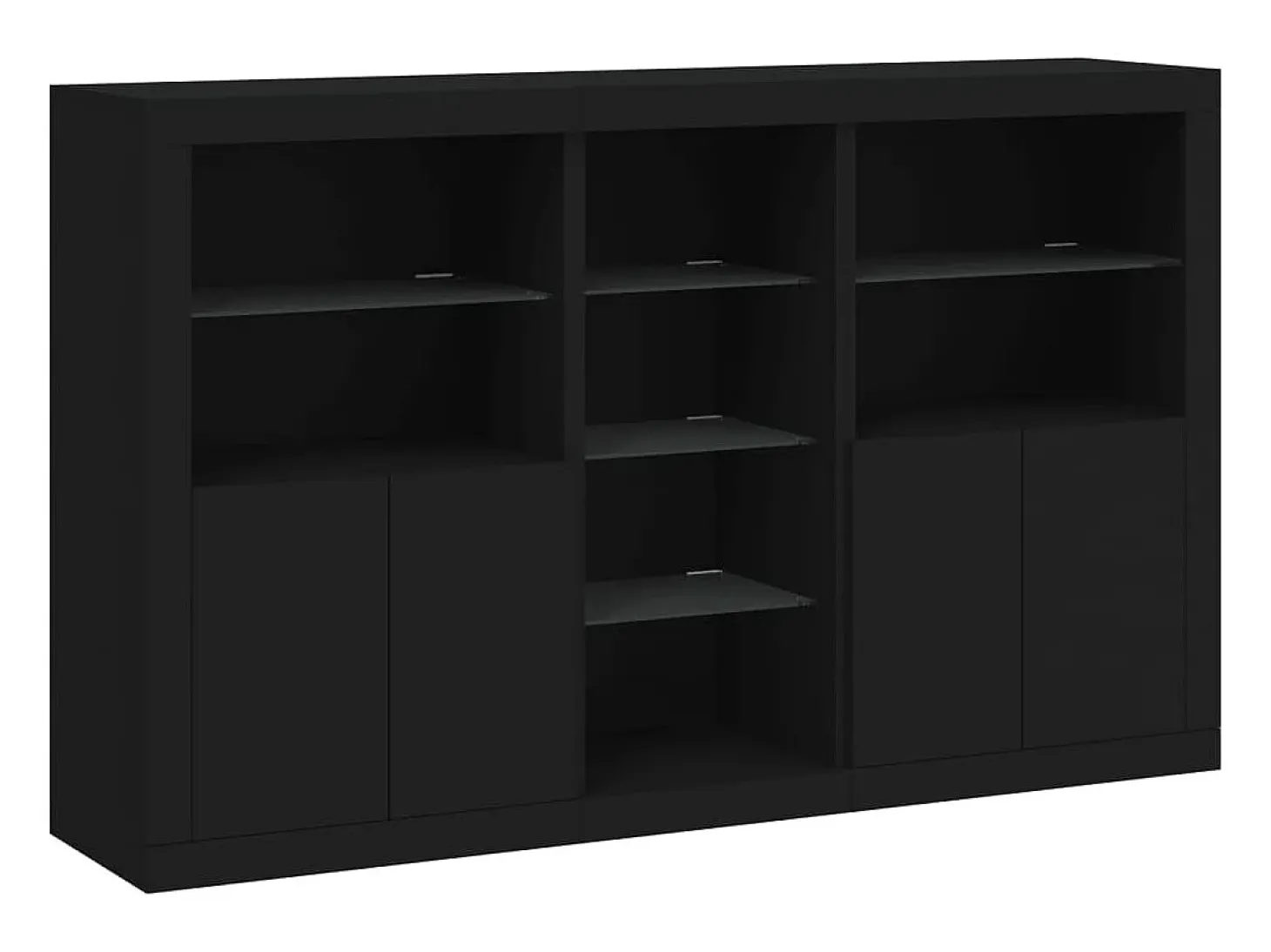 Aparador con luces LED negras 162x37x100 cm