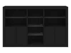 Aparador con luces LED negro 162x37x100 cm