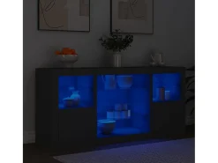 Aparador con luces LED negro 142,5x37x67 cm