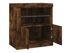 Aparador con luces LED roble ahumado 60,5x37x67 cm