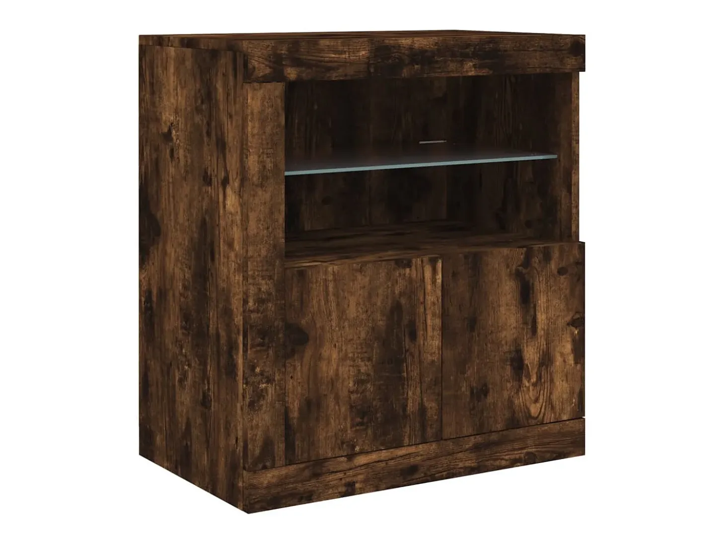 Aparador con luces LED roble ahumado 60,5x37x67 cm