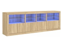 Aparador con luces LED roble Sonoma 202x37x67 cm
