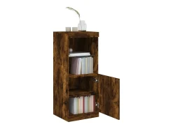 Aparador con luces LED roble ahumado 41x37x100 cm ES353372