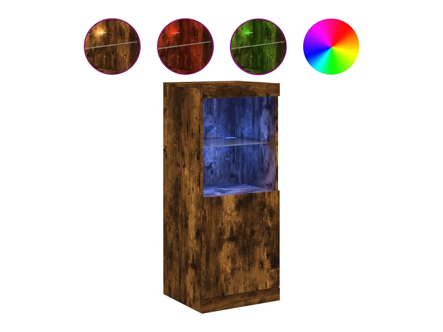 Aparador con luces LED roble ahumado 41x37x100 cm ES353372