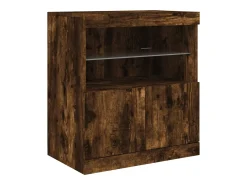 Aparador con luces LED roble ahumado 60x37x67 cm