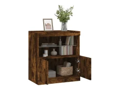 Aparador con luces LED roble ahumado 60x37x67 cm