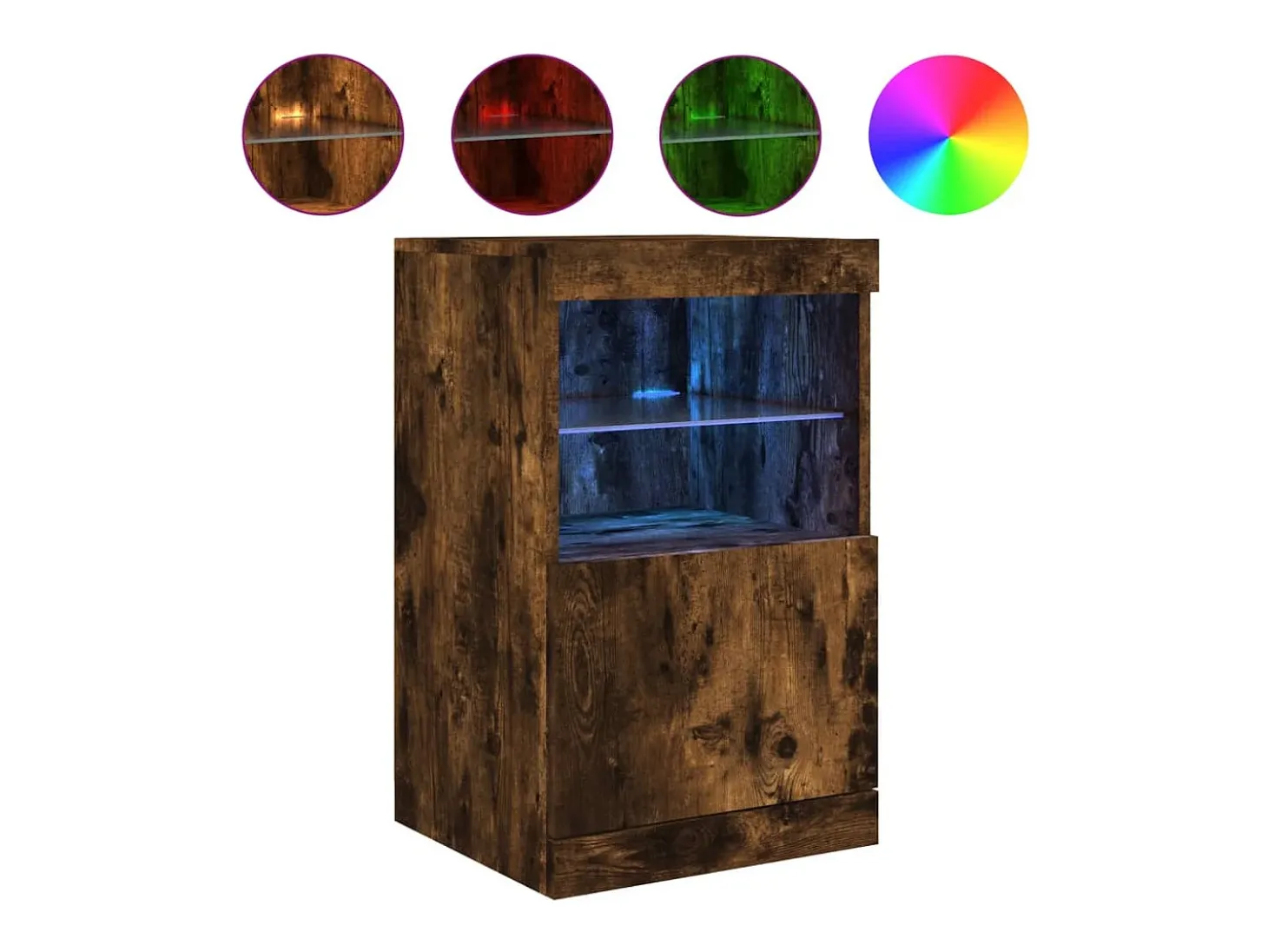 Aparador con luces LED roble ahumado 41x37x67 cm