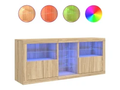 Aparador con luces LED roble Sonoma 162x37x67 cm