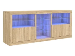 Aparador con luces LED roble Sonoma 162x37x67 cm
