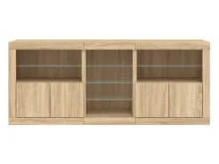 Aparador con luces LED roble Sonoma 162x37x67 cm