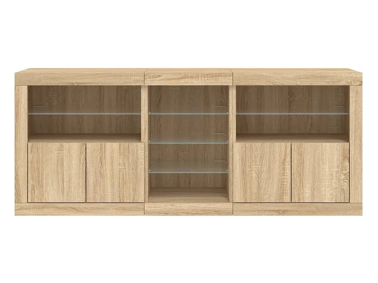 Aparador con luces LED roble Sonoma 162x37x67 cm