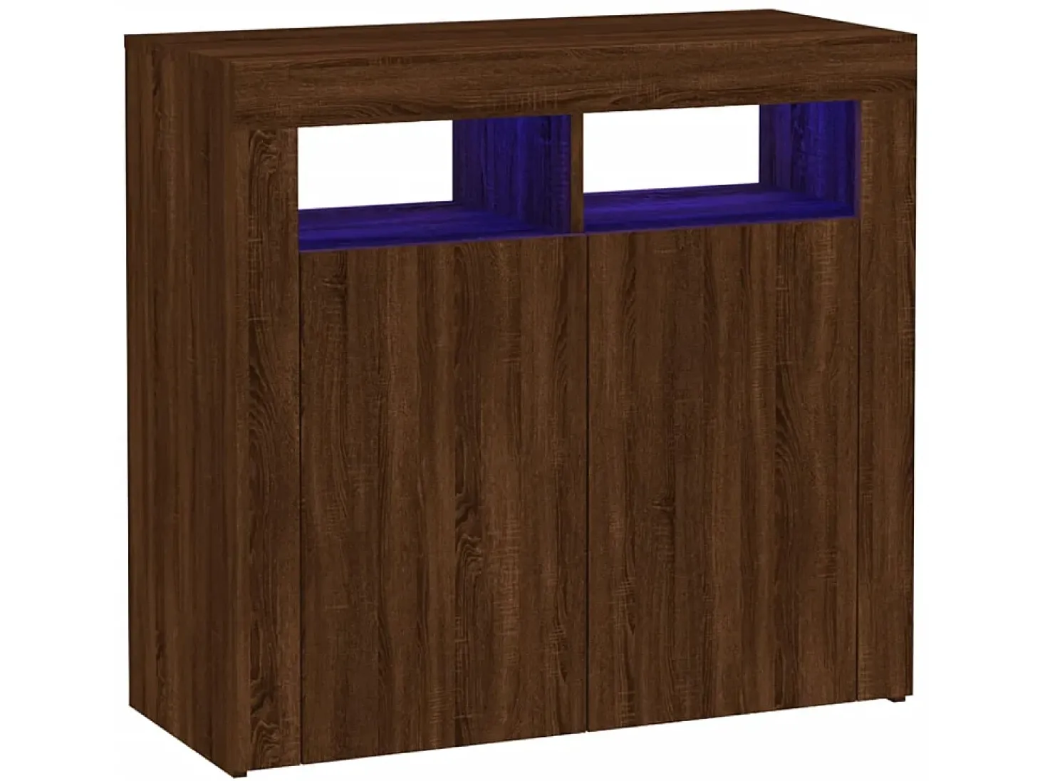 Aparador con luces LED roble ahumado 80x35x75 cm ES82578