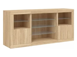 Aparador con luces LED roble Sonoma 142,5x37x67 cm