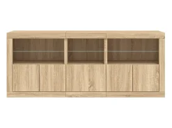 Aparador con luces LED roble Sonoma 162x37x67 cm