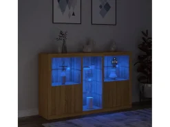 Aparador con luces LED roble Sonoma 162x37x100 cm