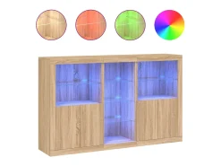 Aparador con luces LED roble Sonoma 162x37x100 cm