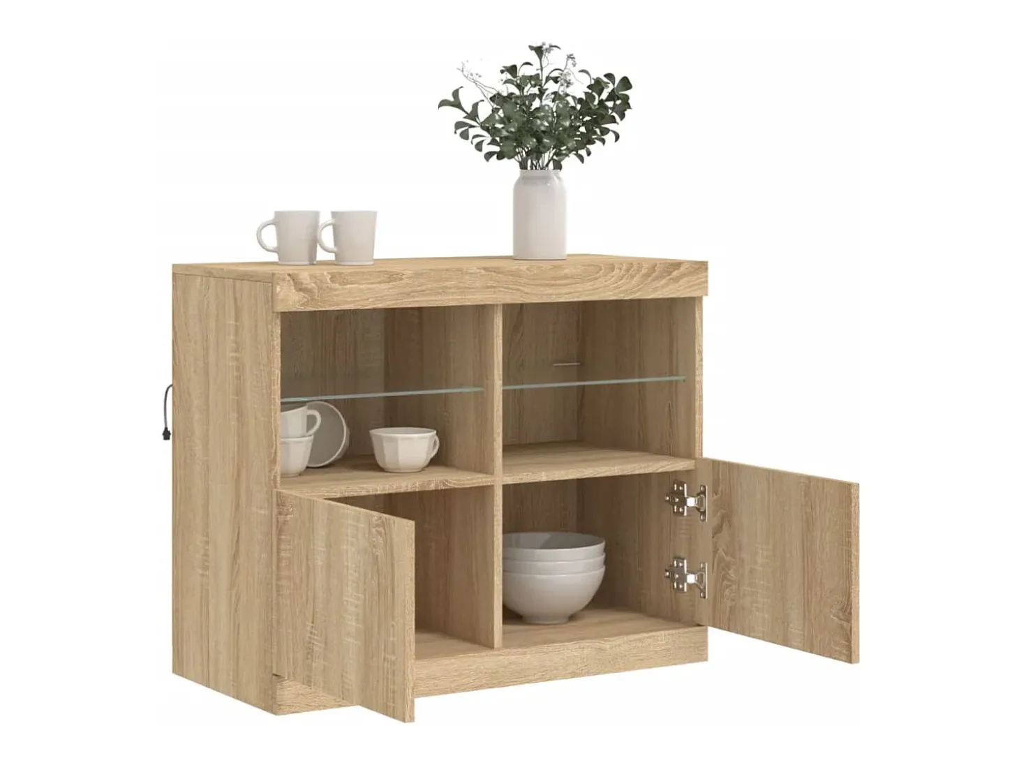 Aparador con luces LED roble Sonoma 81x37x67 cm
