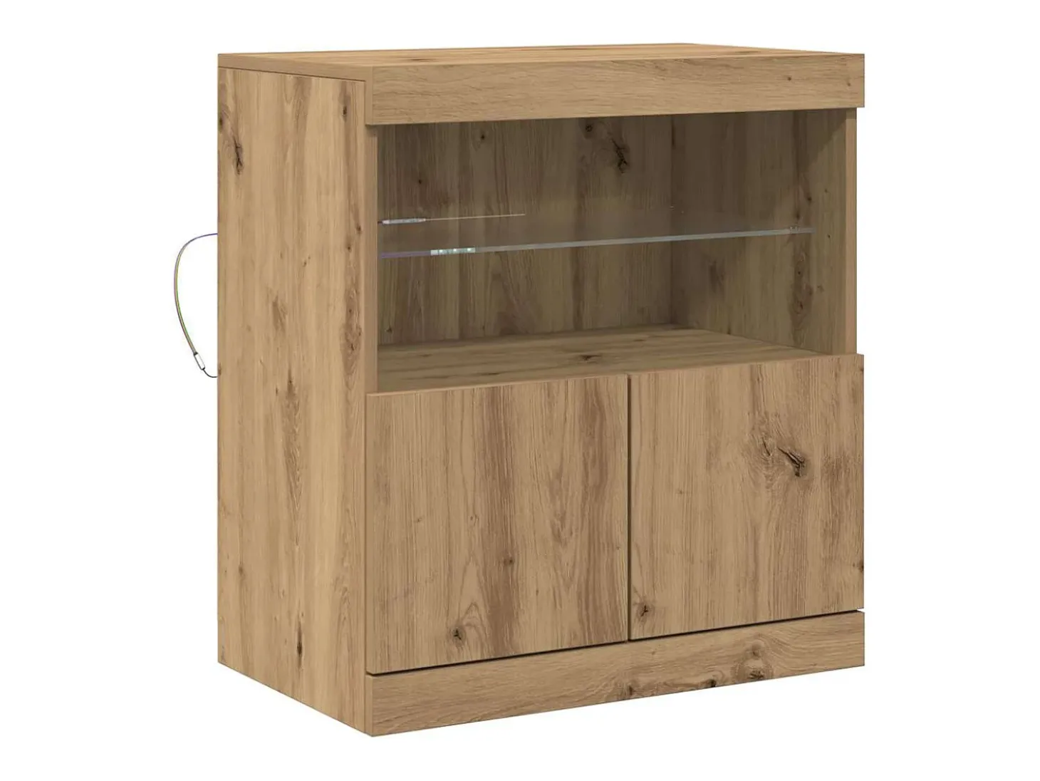 Aparador con luces LED Roble Artesano 60x37x67 cm