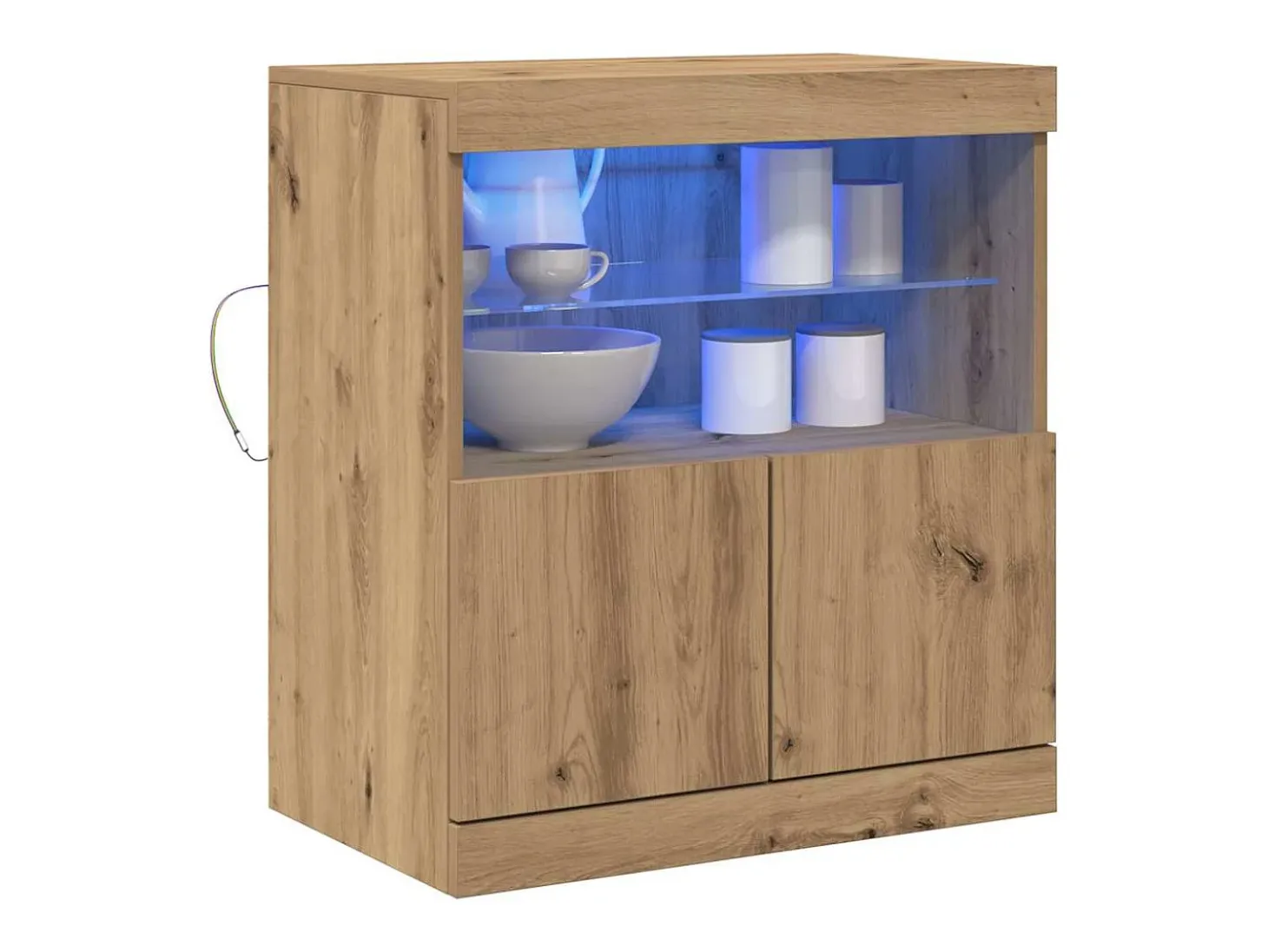 Aparador con luces LED Roble Artesano 60x37x67 cm