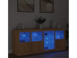 Aparador con luces LED roble Sonoma 164x37x67 cm ES440647
