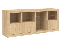 Aparador con luces LED roble Sonoma 164x37x67 cm ES440647
