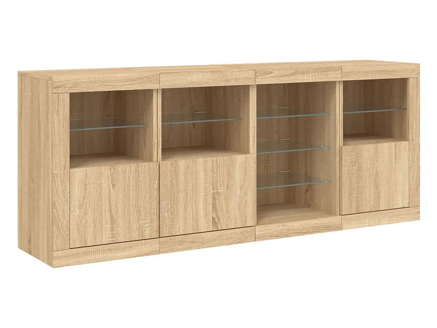 Aparador con luces LED roble Sonoma 164x37x67 cm ES440647