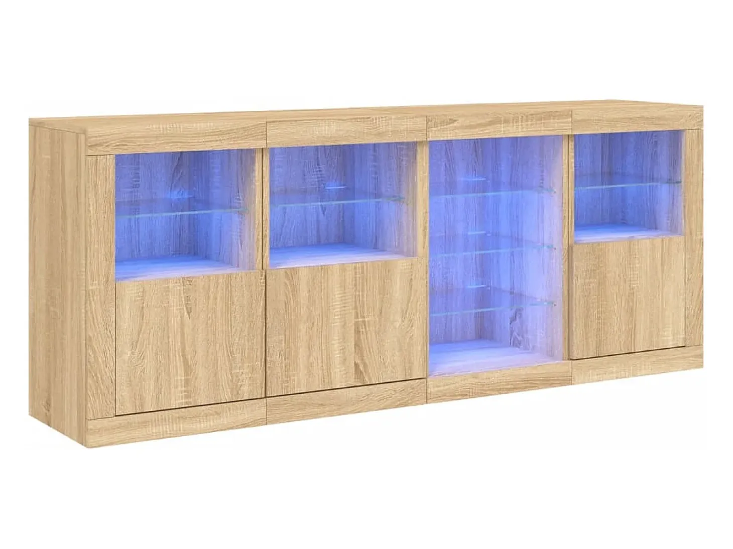 Aparador con luces LED roble Sonoma 164x37x67 cm ES440647