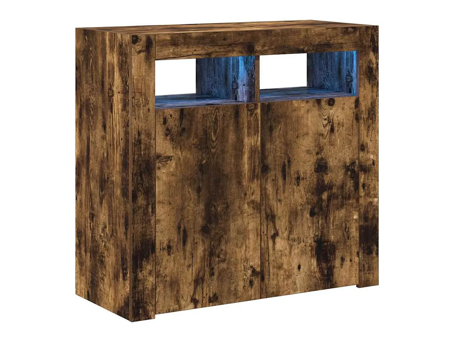 Aparador con luces LED roble ahumado 80x35x75 cm