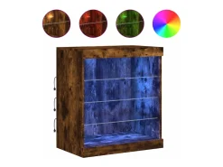 Aparador con luces LED roble ahumado 60,5x37x67 cm