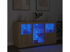 Aparador con luces LED roble Sonoma 123x37x67 cm ES581605