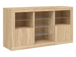 Aparador con luces LED roble Sonoma 123x37x67 cm ES581605