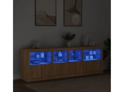 Aparador con luces LED roble Sonoma 202x37x67 cm ES524212