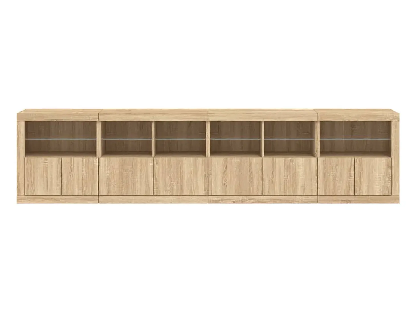 Aparador con luces LED roble Sonoma 283x37x67 cm
