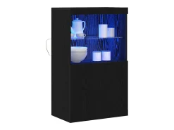 Aparador con luces LED Roble Negro 60x37x100 cm