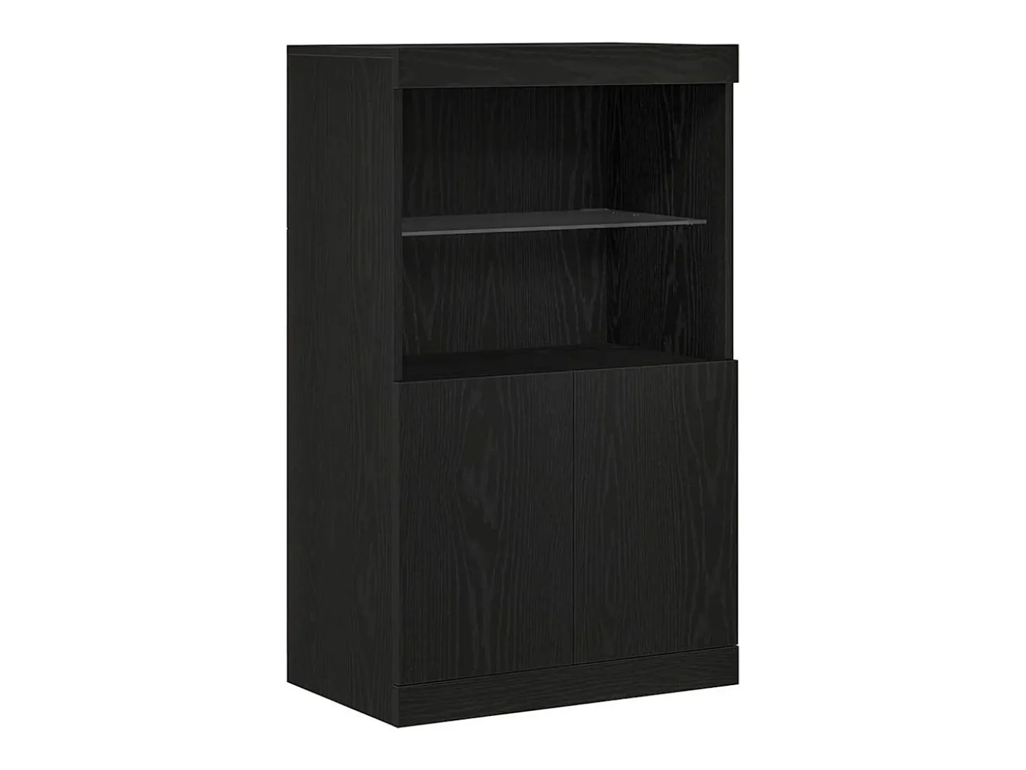 Aparador con luces LED Roble Negro 60x37x100 cm