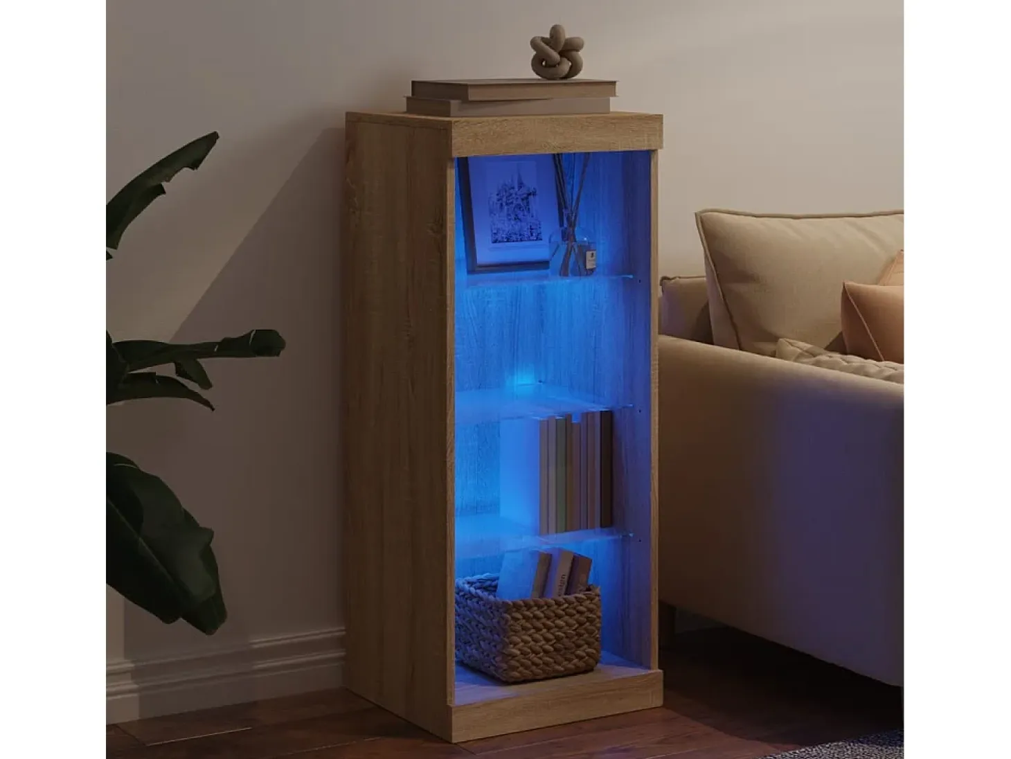Aparador con luces LED roble Sonoma 41x37x100 cm ES750500