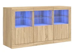 Aparador con luces LED roble Sonoma 123x37x67 cm ES315384